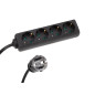 BLOC MULTIPRISES 4 PRISES AVEC GAINE RÉTRACTILE - 3G2.5 - CÂBLE DE 1.5 m - NOIR - SCHUKO