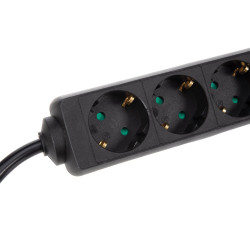 BLOC MULTIPRISES 4 PRISES AVEC GAINE RÉTRACTILE - 3G2.5 - CÂBLE DE 1.5 m - NOIR - SCHUKO