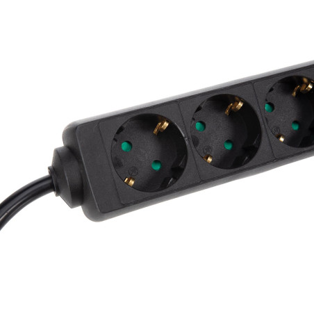 BLOC MULTIPRISES 4 PRISES AVEC GAINE RÉTRACTILE - 3G2.5 - CÂBLE DE 1.5 m - NOIR - SCHUKO