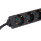BLOC MULTIPRISES 4 PRISES AVEC GAINE RÉTRACTILE - 3G2.5 - CÂBLE DE 1.5 m - NOIR - SCHUKO