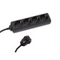 BLOC MULTIPRISES 4 PRISES AVEC GAINE RÉTRACTILE - 3G1.5 - CÂBLE DE 5 m - NOIR - SCHUKO
