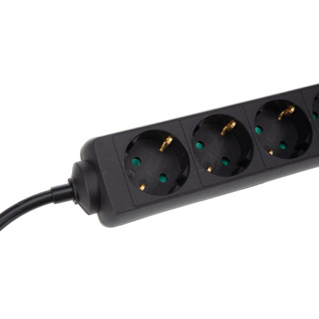 BLOC MULTIPRISES 4 PRISES AVEC GAINE RÉTRACTILE - 3G1.5 - CÂBLE DE 5 m - NOIR - SCHUKO