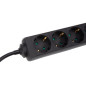 BLOC MULTIPRISES 4 PRISES AVEC GAINE RÉTRACTILE - 3G1.5 - CÂBLE DE 5 m - NOIR - SCHUKO