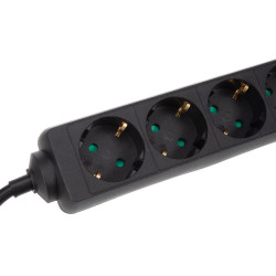 BLOC MULTIPRISES 4 PRISES AVEC GAINE RÉTRACTILE - 3G1.5 - CÂBLE DE 1.5 m - NOIR - SCHUKO
