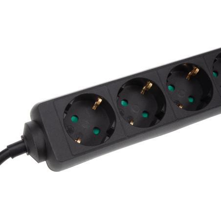 BLOC MULTIPRISES 4 PRISES AVEC GAINE RÉTRACTILE - 3G1.5 - CÂBLE DE 1.5 m - NOIR - SCHUKO