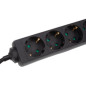 BLOC MULTIPRISES 4 PRISES AVEC GAINE RÉTRACTILE - 3G1.5 - CÂBLE DE 1.5 m - NOIR - SCHUKO BLOC MULTIPRISES 4 PRISES AVEC GAINE RÉTRACTILE - 3G1.5 - CÂBLE DE 1.5 m - NOIR - SCHUKO