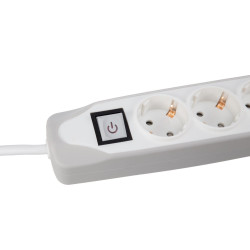 BLOC MULTIPRISE AVEC INTERRUPTEUR - 5 PRISES - 2 PORTS USB - CÂBLE DE 1.5 m - GRIS/BLANC - SCHUKO