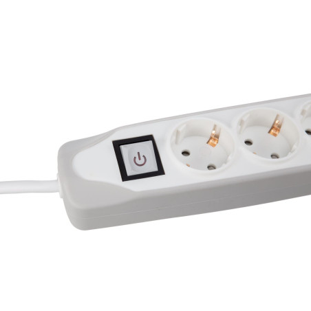 BLOC MULTIPRISE AVEC INTERRUPTEUR - 5 PRISES - 2 PORTS USB - CÂBLE DE 1.5 m - GRIS/BLANC - SCHUKO