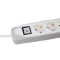 BLOC MULTIPRISE AVEC INTERRUPTEUR - 5 PRISES - 2 PORTS USB - CÂBLE DE 1.5 m - GRIS/BLANC - SCHUKO