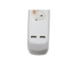 BLOC MULTIPRISE AVEC INTERRUPTEUR - 5 PRISES - 2 PORTS USB - CÂBLE DE 1.5 m - GRIS/BLANC - SCHUKO