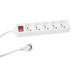 BLOC MULTIPRISE - 5 PRISES - AVEC INTERRUPTEUR - CÂBLE DE 1.5 m - BLAN