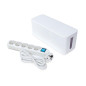 BLOC MULTIPRISE AVEC BOÎTE DE RANGEMENT - 5 PRISES - CÂBLE DE 1.5 m - BLANC - TERRE ALLEMANDE