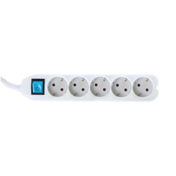 BLOC MULTIPRISE AVEC BOÎTE DE RANGEMENT - 5 PRISES - CÂBLE DE 1.5 m - BLANC - TERRE ALLEMANDE