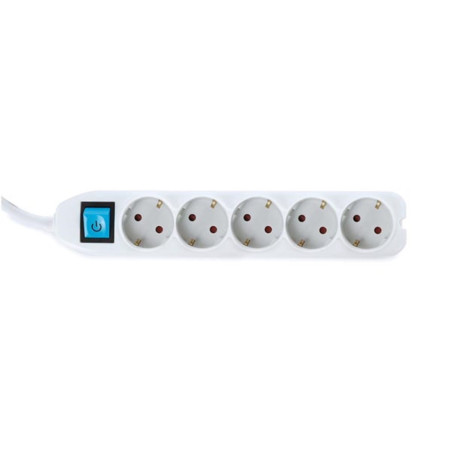 BLOC MULTIPRISE AVEC BOÎTE DE RANGEMENT - 5 PRISES - CÂBLE DE 1.5 m - BLANC - TERRE ALLEMANDE