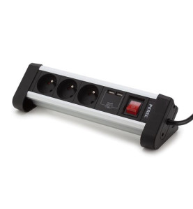 MULTIPRISE DE TABLE - 3 PRISES - 2 PORTS USB - 2.4 A - TERRE FRANÇAISE