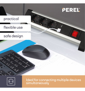 MULTIPRISE DE TABLE - 3 PRISES - 2 PORTS USB - 2.4 A - TERRE ALLEMANDE
