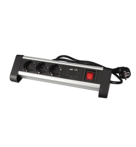 MULTIPRISE DE TABLE - 3 PRISES - 2 PORTS USB - 2.4 A - TERRE ALLEMANDE