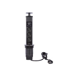 BLOC 3 PRISES ESCAMOTABLE + 2 x USB - SCHUKO - PRL