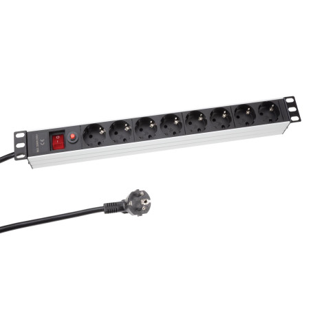 BLOC MULTIPRISE - 8 PRISES - TERRE ALLEMANDE - POUR RACK 19" - PRL
