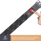 BLOC MULTIPRISE - 8 PRISES - TERRE ALLEMANDE - POUR RACK 19"