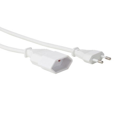 RALLONGE - 1.8 m - BLANC - 2G0.75 - CEE 7/16 "FICHE EURO"+ C7 - PRL