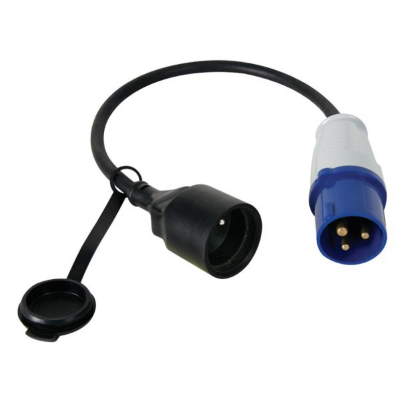 CÂBLE ADAPTATEUR AVEC FICHE MÂLE VERS FICHE CEE - TERRE FRANÇAISE - H07RN-F 3G2.5 - 0.4 m