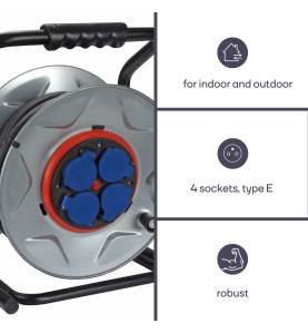 ENROULEUR NÉOPRÈNE AVEC SYSTEME "ANTI-TWIST" - 25 m - 3G2.5 - 4 PRISES