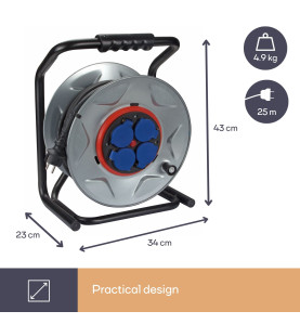 ENROULEUR NÉOPRÈNE AVEC SYSTEME "ANTI-TWIST" - 25 m - 3G2.5 - 4 PRISES