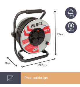 ENROULEUR PROFESSIONNEL NÉOPRÈNE - 40 m - 3G2.5 - 4 PRISES - TERRE FRA