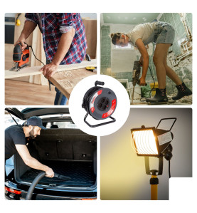 ENROULEUR 50 m - 3G1.5 - 4 PRISES - PRISE ALLEMANDE - PRL