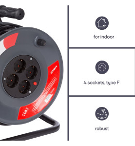 ENROULEUR 50 m - 3G1.5 - 4 PRISES - PRISE ALLEMANDE - PRL
