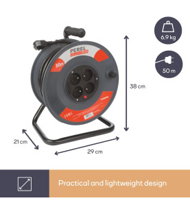 ENROULEUR 50 m - 3G1.5 - 4 PRISES - PRISE ALLEMANDE - PRL