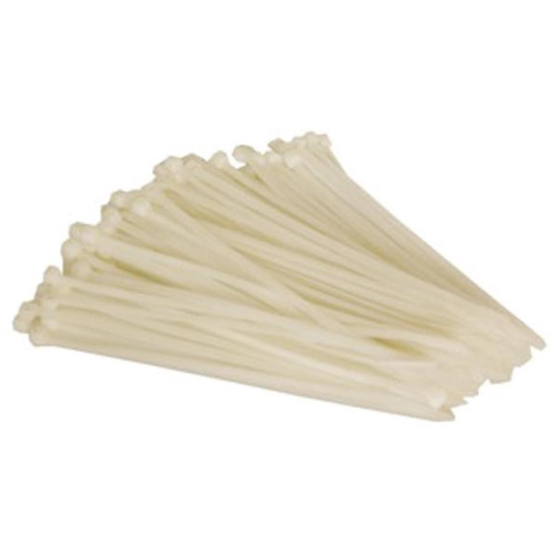 JEU DE SERRE-CÂBLES EN NYLON - 4.6 x 200 mm - BLANC (100 pcs)