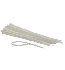 JEU DE SERRE-CÂBLES EN NYLON - 4.8 x 300 mm - BLANC (100 pcs) - PRL
