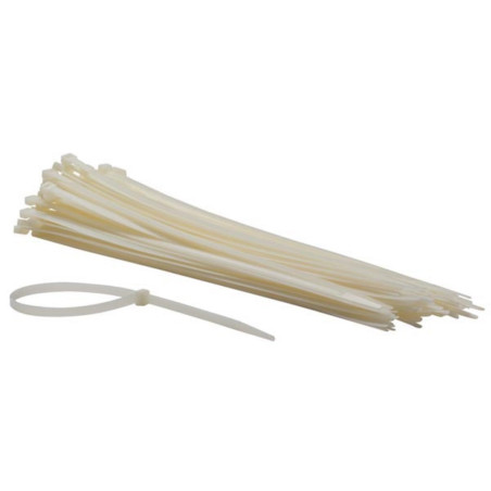 JEU DE SERRE-CÂBLES EN NYLON - 7.6 x 400 mm - BLANC (100 pcs) - PRL