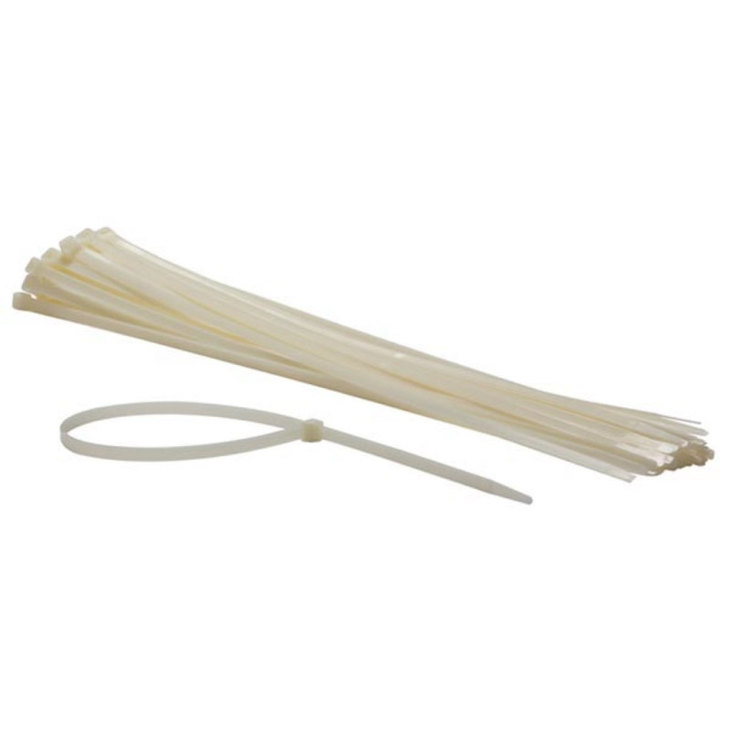 JEU DE SERRE-CÂBLES EN NYLON - 8.8 x 610 mm - BLANC (50 pcs)