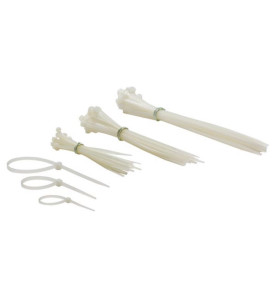JEU DE SERRE-CÂBLES EN NYLON - DIFFÉRENTES DIMENSIONS - BLANC (75 pcs)