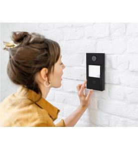 Sonnette vidéo professionnelle IP métal 1 bouton - Noir - PoE - Vellem