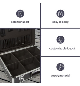 Valise à Outils en Aluminium - 455 x 330 x 152 mm - 22,8 L - Noir - PR