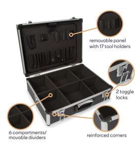 Valise à Outils en Aluminium - 455 x 330 x 152 mm - 22,8 L - Noir - PR