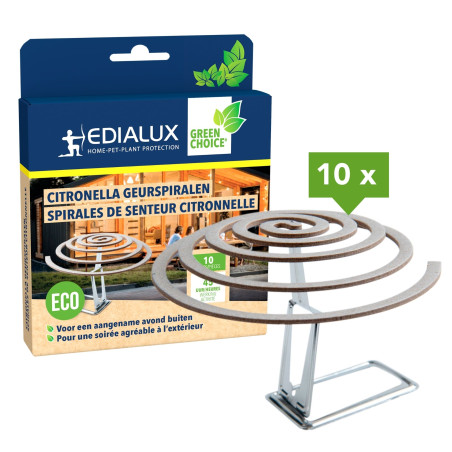Spirales de senteur citronnelle, 10 pièces - PRL
