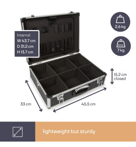 Valise à Outils en Aluminium - 455 x 330 x 152 mm - 22,8 L - Noir - PR