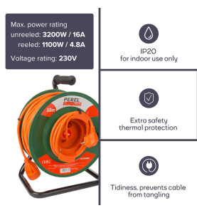 ENROULEUR DE CÂBLE POUR JARDIN 50 m - 3G1.5 - TERRE FRANÇAISE - PRL