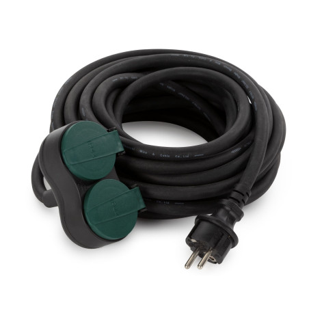 RALLONGE ÉLECTRIQUE AVEC 2 PRISES - USAGE EXTÉRIEUR - 10 m - NOIR - 3G