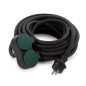 RALLONGE ÉLECTRIQUE AVEC 2 PRISES - USAGE EXTÉRIEUR - 10 m - NOIR - 3G2.5 - TERRE ALLEMANDE