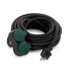 RALLONGE ÉLECTRIQUE AVEC 2 PRISES - USAGE EXTÉRIEUR - 10 m - NOIR - 3G
