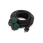 RALLONGE ÉLECTRIQUE AVEC 2 PRISES - USAGE EXTÉRIEUR - 10 m - NOIR - 3G2.5 - TERRE ALLEMANDE