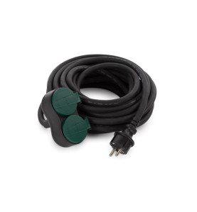 RALLONGE ÉLECTRIQUE AVEC 2 PRISES - USAGE EXTÉRIEUR - 10 m - NOIR - 3G