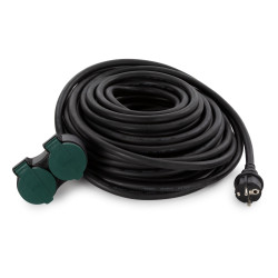 RALLONGE ÉLECTRIQUE AVEC 2 PRISES - USAGE EXTÉRIEUR - 20 m - NOIR - 3G