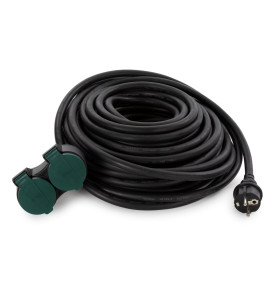 RALLONGE ÉLECTRIQUE AVEC 2 PRISES - USAGE EXTÉRIEUR - 20 m - NOIR - 3G